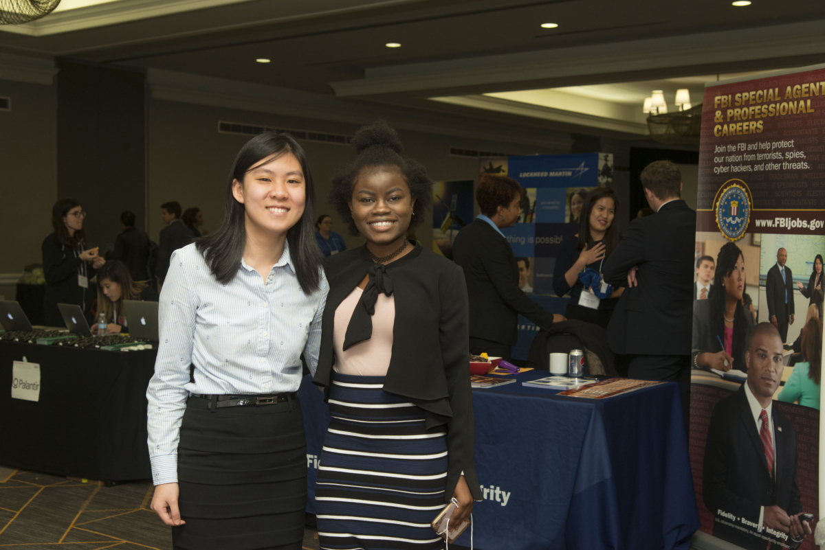 two students at a career fair